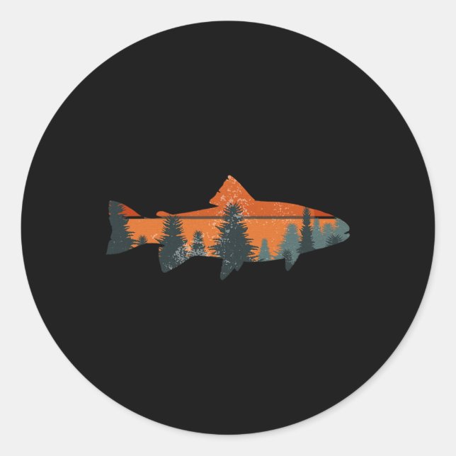 Sticker Rond Truite Volant Pêche Nature Pêche Extérieure Pêcheu (Devant)