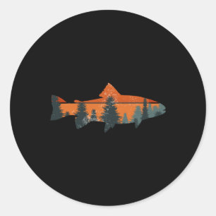 Sticker Rond Truite Volant Pêche Nature Pêche Extérieure Pêcheu
