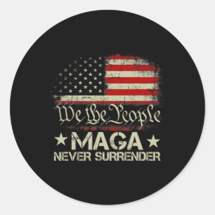 Sticker Rond Trump 2024 Mega ne nous abandonne jamais le drapea