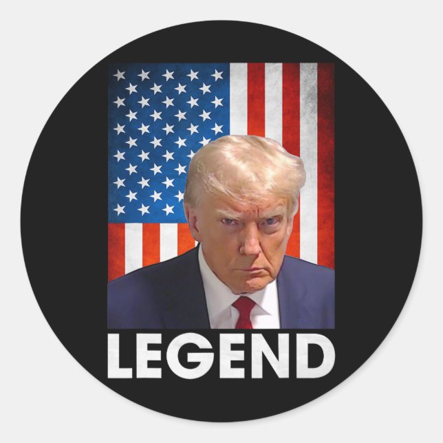 Sticker Rond Trump 2024 Président Légende Drapeau américain (Devant)