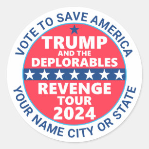 Sticker Rond Trump 2024 Revenge Tour Déplorables Politique