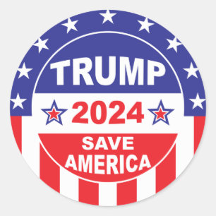 STICKER ROND TRUMP 2024 SAVE AMERICA