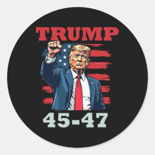 Sticker Rond Trump 45-47 Conception Présidentielle Audacieuse P