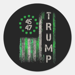 Sticker Rond Trump 45 47 Jour Vintage du drapeau américain St. 