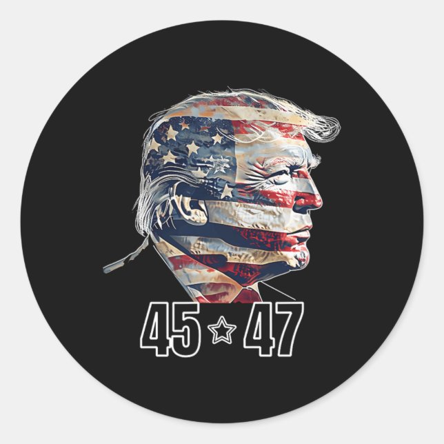 Sticker Rond Trump 45 47 Lauréat de l'élection présidentielle I (Devant)