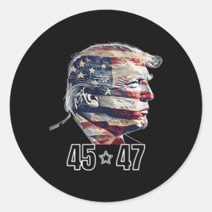Sticker Rond Trump 45 47 Lauréat de l'élection présidentielle I