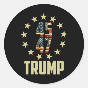 Sticker Rond Trump 45 47 Mega Potus