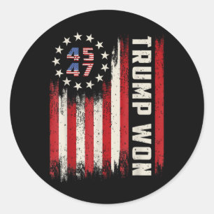 Sticker Rond Trump a remporté 2025 45 47ème Président Drapeau U
