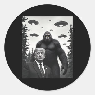 Sticker Rond Trump Bigfoot Ufo Alien Rencontre Extraterrestre