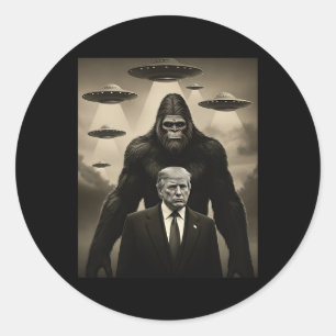 Sticker Rond Trump Bigfoot Ufo Alien Rencontre Invasion Uap Amu