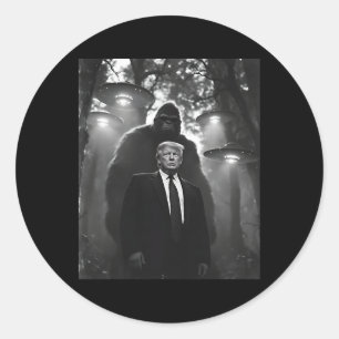 Sticker Rond Trump Bigfoot Ufo Rencontre Alien Invasion Uap Com