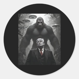 Sticker Rond Trump Bigfoot Ufo Rencontre Aliène Visitation Comp