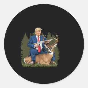 Sticker Rond Trump Chasse Deer Funny Bière Boire Bière