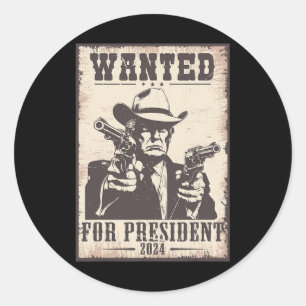 Sticker Rond Trump Cowboy Recherché Aux États-Unis Président 20