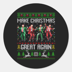 Sticker Rond Trump Dance Le Père Noël Rendre Noël magnifique