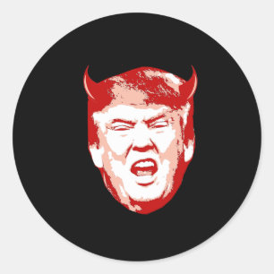 Sticker Rond Trump Diable Head - Anti-Trump -