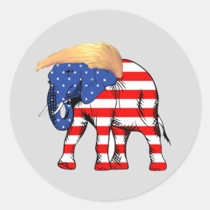 Sticker Rond Trump - Eléphant de mauvaise cheveux ZSSG