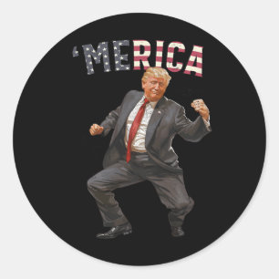 Sticker Rond Trump est heureux 4 juillet Trump Dons du drapeau