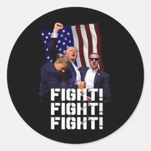 Sticker Rond Trump Fight Fight Fight
