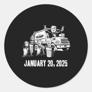 Sticker Rond Trump Garbyge Truck Déchets Manaent Jour d'inaugur
