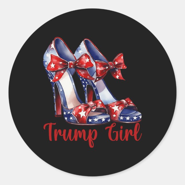 Sticker Rond Trump Girl High Heel Stilettos Drapeau américain T (Devant)