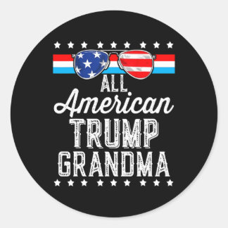 Sticker Rond Trump, grand-mère américaine, drapeau américain, s