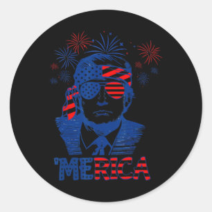 Sticker Rond Trump Happy 4 juillet Trump Drapeau américain 5
