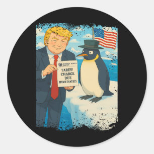 Sticker Rond Trump Impose Tarif Pingouin Anime Politique Mème D