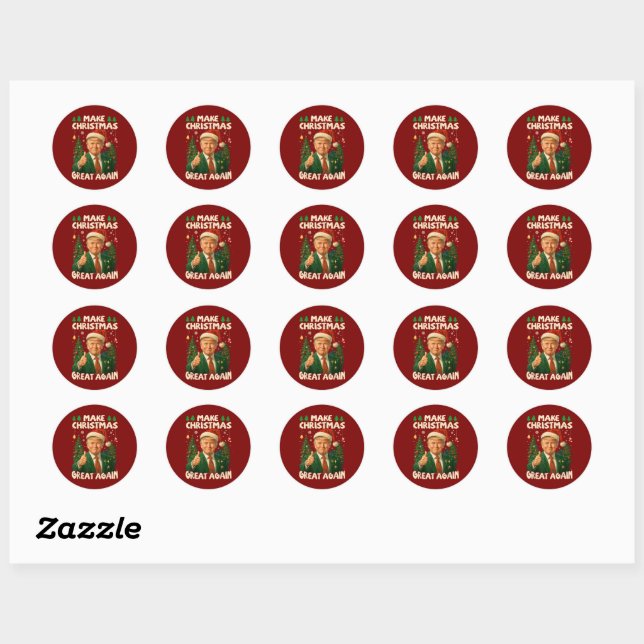 Sticker Rond Trump Make Christmas Great Again (Feuille)