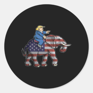 Sticker Rond Trump Riding Elephant Républicains Shirt Don