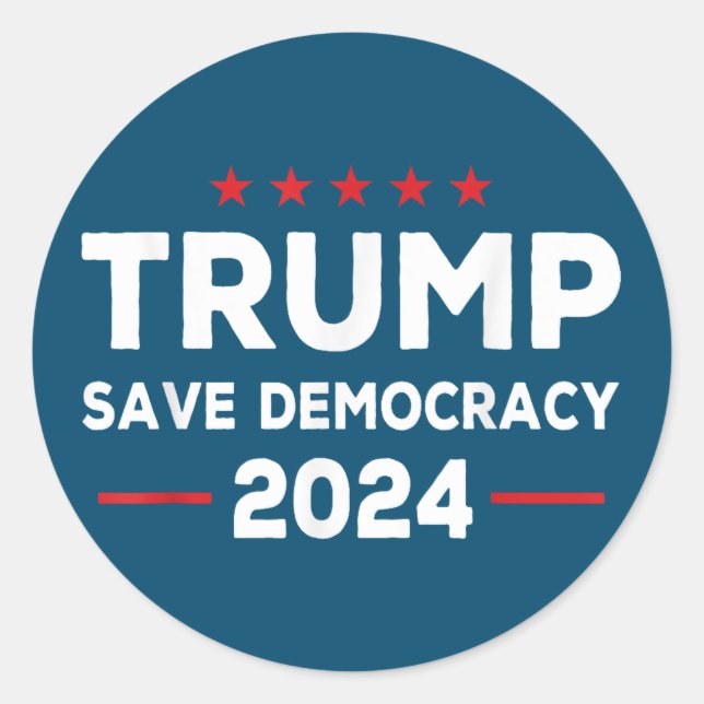 Sticker Rond Trump Sauver la démocratie Trump 2024 (Devant)