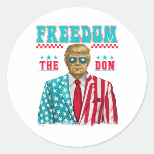 Sticker Rond Trump Shirt Drôle Le Don Daddy Président Liberté