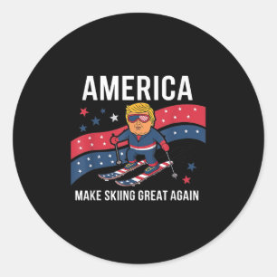Sticker Rond Trump Ski Usa - Noël Rendre le ski magnifique