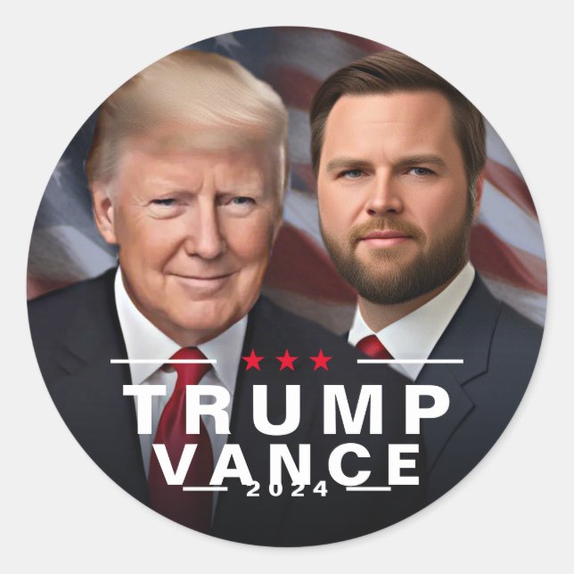 Sticker Rond Trump Vance 2024 Président républicain VP (Devant)