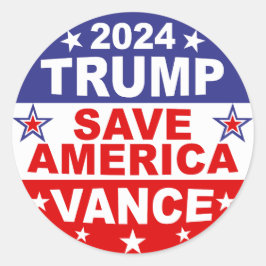 STICKER ROND TRUMP VANCE 2024 SAVE AMERICA