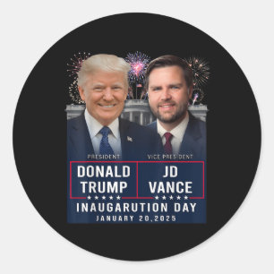 Sticker Rond Trump Vance Inauguration Day 2025 Donald Trump Jd