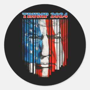 Sticker Rond Trump Vintage Donald Trump Le 4 Juil Sur Le Drapea