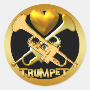 STICKER ROND TRUMPETS D'OR