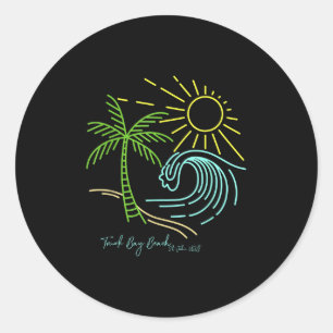 Sticker Rond Trunk Bay Beach St John Usvi Bright Minimal Line A