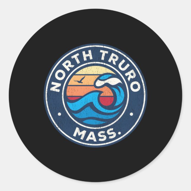Sticker Rond Truro Nord Massachusetts Ma Vagues Nautiques (Devant)