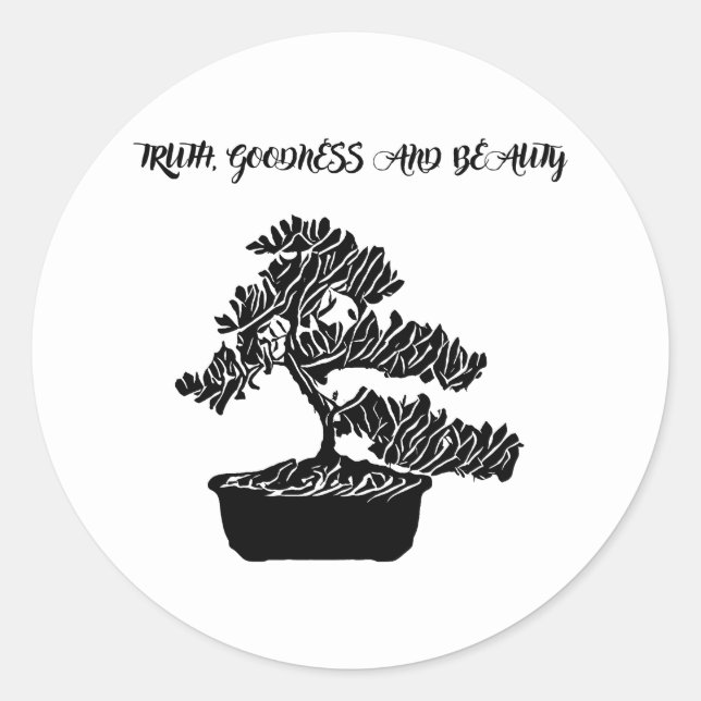 Sticker Rond Truth Goodness Beauté Abstrait Bonsai Tree citatio (Devant)