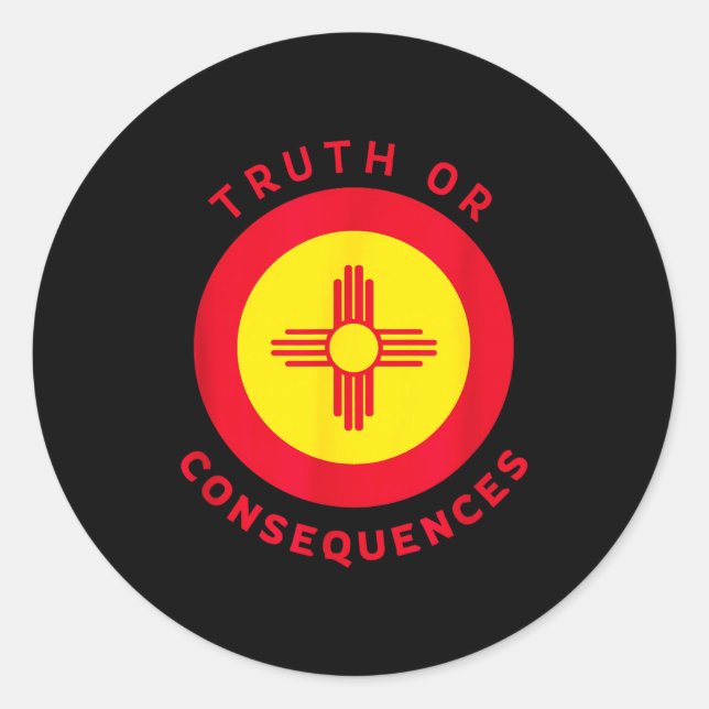 Sticker Rond Truth Or Consequences New Mexico Nm Flag Zia Souve (Devant)