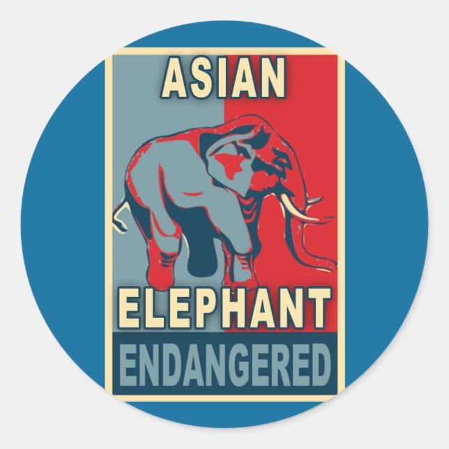 Sticker Rond Tshirts asiatiques Eléphants Pop Art en danger (Devant)