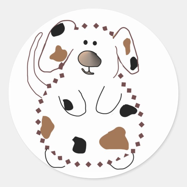 Sticker Rond Tshirts et cadeaux de chien de dessin animé (Devant)
