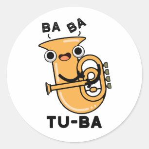 Sticker Rond Tu-ba Blagues drôles sur le tuba 