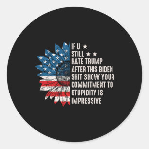 Sticker Rond Tu Détestes Trump Après Ce Drapeau De Tournesol Bi