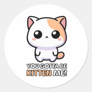 Sticker Rond Tu Dois Me Chatouiller ! Caricature pour chats mig