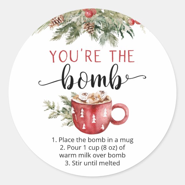 Sticker Rond Tu es le chocolat chaud bombe cocoa (Devant)