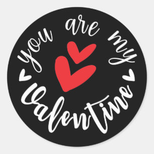 Sticker Rond Tu es ma Saint Valentin, deux petits coeurs