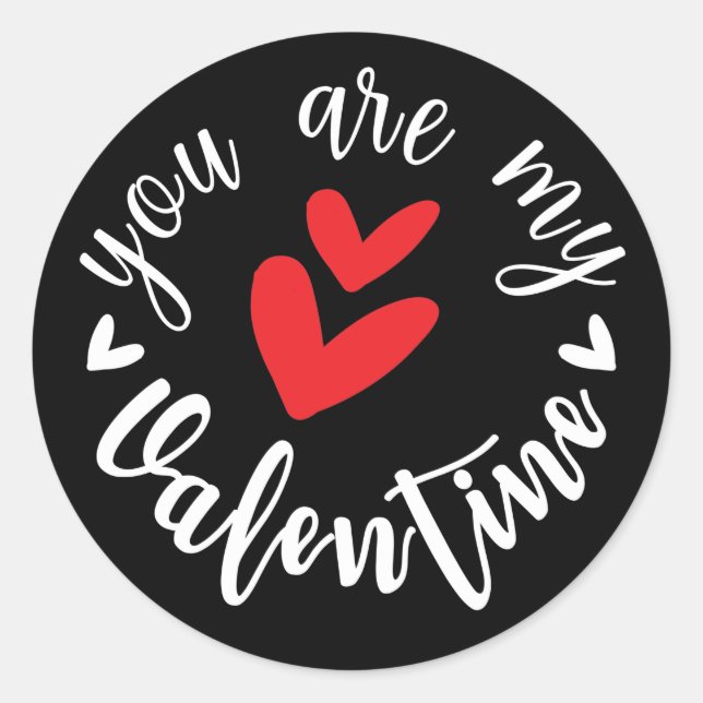 Sticker Rond Tu es ma Saint Valentin, deux petits coeurs (Devant)
